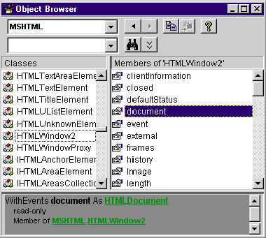 Figure 2: Visual Basic Object Browser