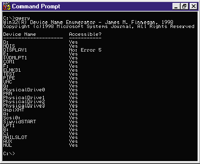 Figure 3 Query.exe run by an administrator