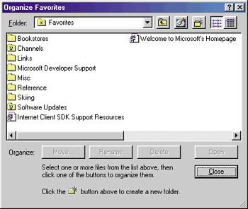 Figure 4: Organize Favorites Dialog