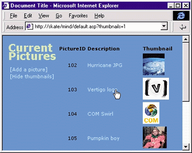 Figure 8: Image List with Thumbnails