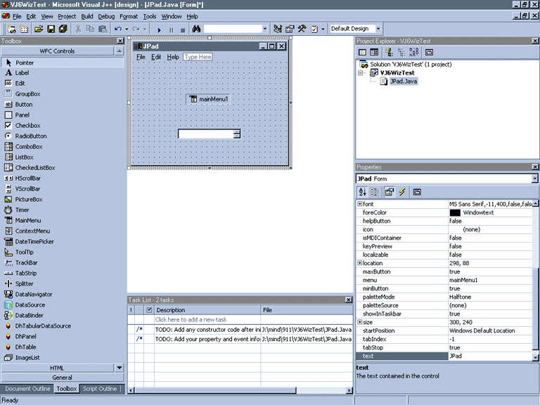 Figure 8: Visual J++ Development Environment