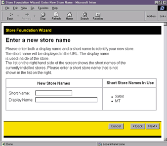 Figure 3: Store Foundation Wizard