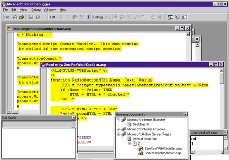 Figure 12: Microsoft Script Debugger