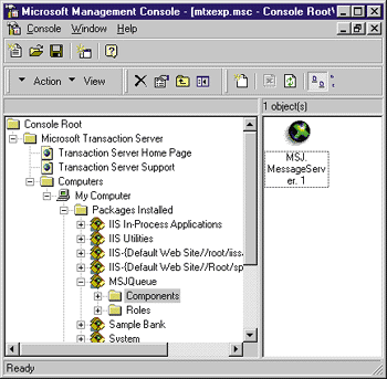 Figure 3 MSJQueue Package in MTS Explorer