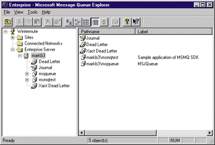 Figure 5 Creating a Queue in MSMQ Explorer