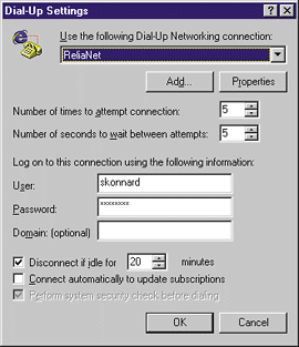 Figure 5: Dial-up settings