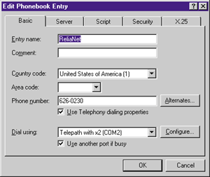 Figure 12: Phonebook Entry