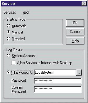 Figure 1 Configuring a Service