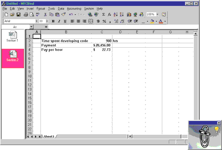 Figure 15 Viewing a Spreadsheet in MFCBIND