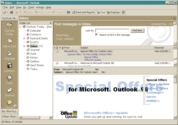 Figure 2: Outlook 98 HTML-based Forms