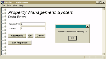 Figure 8: Property/Value Management Sample