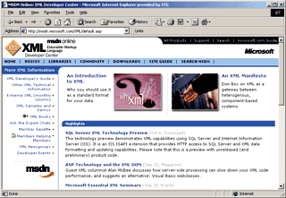 The MSDN Online Developer Center for XML
