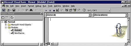 Figure 1: The Visual Basic Editor