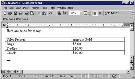 Figure 22: Populating the Table with Data