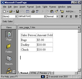 Figure 24: An HTML Table