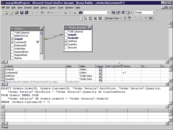 Figure 3: Query Criteria and SQL Statement in Query Builder