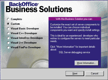 Figure 4: Custom Installation Option