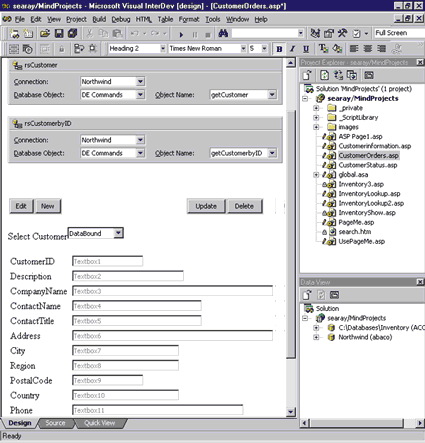 Figure 2: CustomerOrders.asp Page