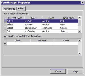 Figure 7: The Action Tab