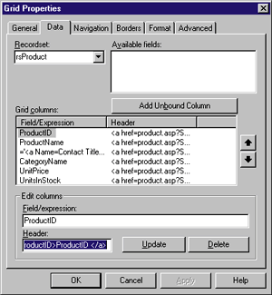 Figure 2: Data Property Page