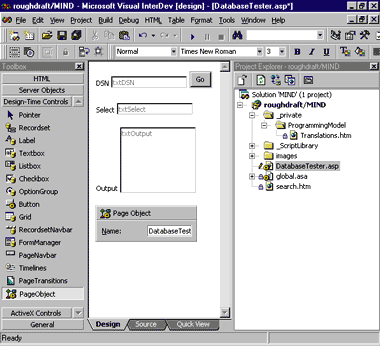 Figure 5: Database Test in Visual InterDev