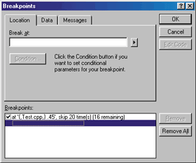 Figure 1 Breakpoints Dialog