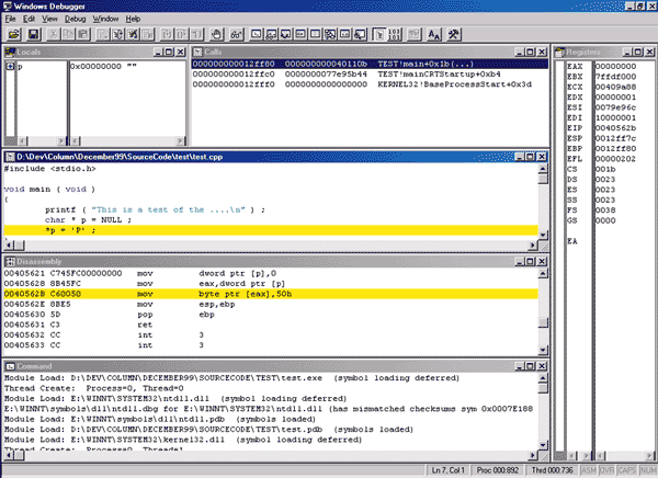 Figure 1 Debugging with WinDBG