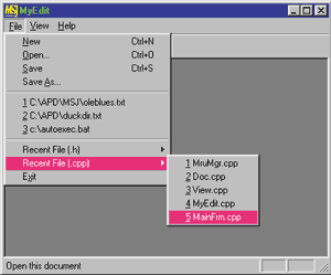 Figure 4 Multiple File Lists and Submenus