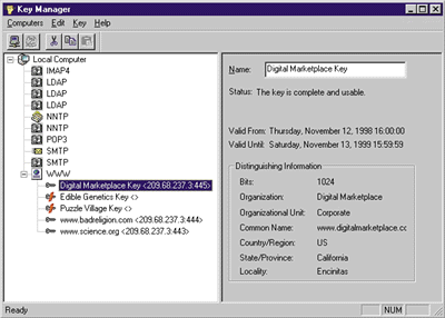 Figure 3: Key Manager for SSL Encryption