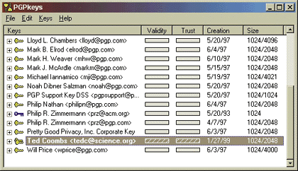 Figure 7: Managing PGP Keys