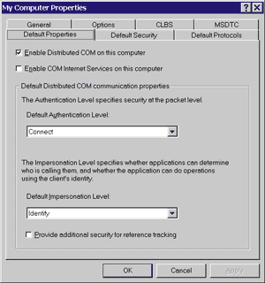 Figure 1 Component Services Default Properties