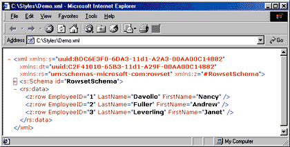 Figure 5: Recordset-based XML