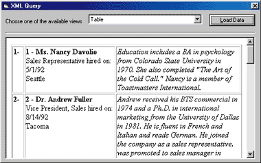 Figure 10: A Table View of the XML