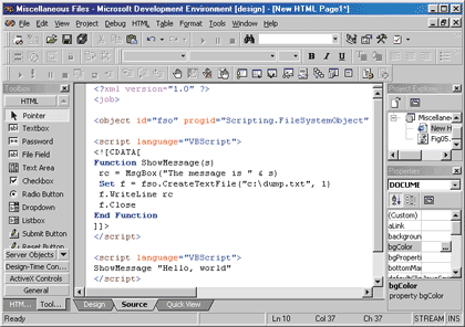 Figure 6: A WS File Opened in Visual InterDev