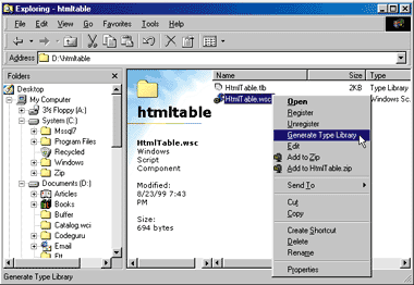 Figure 4: Generating a Standard Type Library for a WSC