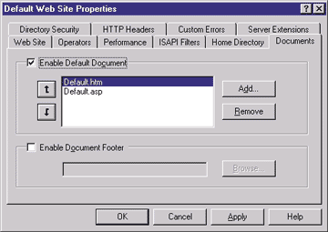 Figure 3: Specifying a Default Document