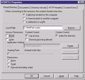 Figure 4: Scripts Virtual Directory