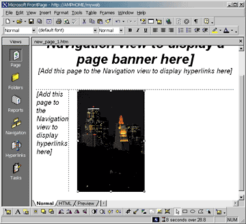 Figure 1: Normal View in FrontPage 2000