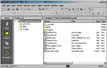 Figure 4: Project View in FrontPage 2000