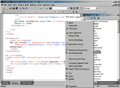 Figure 7: Discarding Changes in Visual InterDev 6.0