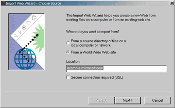 Figure 9: Import Web Wizard in FrontPage 2000