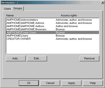 Figure 12: Security in Visual InterDev 6.0