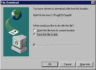 Figure 2: Downloading an HTA