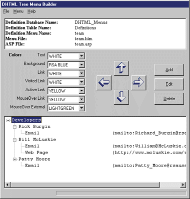 Figure 11: DHTML Tree Menu Builder Main Window