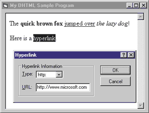 Figure 4: Sample Program with Text and Hyperlink