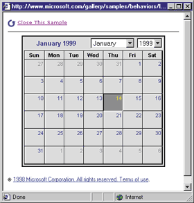 Figure 7: The Calendar Behavior