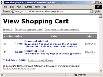 Figure 2: Viewing Shopping Cart