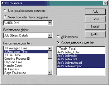 Figure 9 Job Objects in MMC