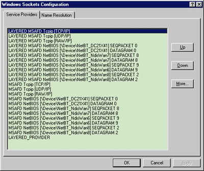 Figure 10 Winsock 2 Configuration