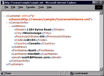 Figure 7: Customer XML Document